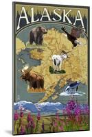 Alaska - Topographical Map-Lantern Press-Mounted Art Print