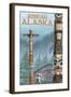 Alaska Totem Poles, Juneau, Alaska-Lantern Press-Framed Art Print