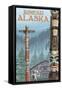 Alaska Totem Poles, Juneau, Alaska-Lantern Press-Framed Stretched Canvas
