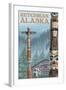 Alaska Totem Poles, Ketchikan, Alaska-Lantern Press-Framed Art Print