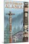 Alaska Totem Poles, Ketchikan, Alaska-Lantern Press-Mounted Art Print