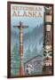 Alaska Totem Poles, Ketchikan, Alaska-Lantern Press-Framed Art Print