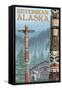 Alaska Totem Poles, Ketchikan, Alaska-Lantern Press-Framed Stretched Canvas