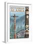 Alaska Totem Poles, Ketchikan, Alaska-Lantern Press-Framed Art Print