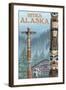 Alaska Totem Poles, Sitka, Alaska-Lantern Press-Framed Art Print