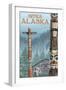 Alaska Totem Poles, Sitka, Alaska-Lantern Press-Framed Art Print