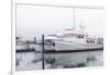 Alaska, Valdez. Two fishing boat in a foggy marina.-Janet Muir-Framed Photographic Print