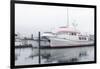 Alaska, Valdez. Two fishing boat in a foggy marina.-Janet Muir-Framed Photographic Print