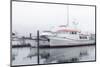 Alaska, Valdez. Two fishing boat in a foggy marina.-Janet Muir-Mounted Photographic Print