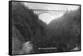 Alaska - View of Hurricane Gulch Bridge-Lantern Press-Framed Stretched Canvas