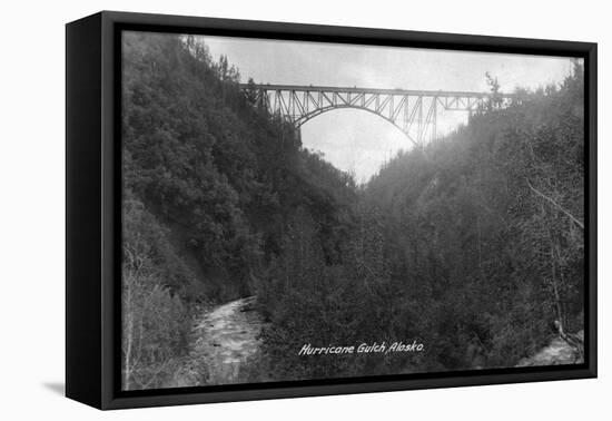 Alaska - View of Hurricane Gulch Bridge-Lantern Press-Framed Stretched Canvas