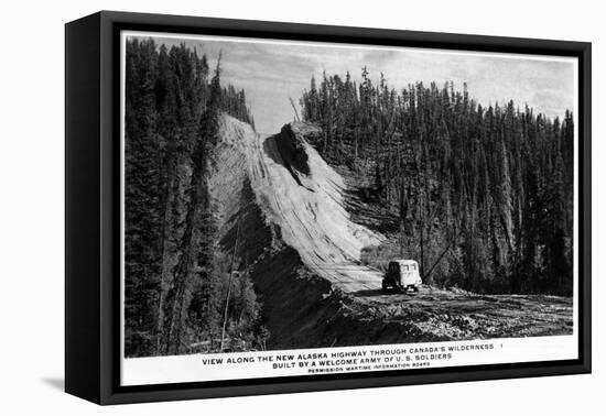 Alaska - View of New AK Highway as a Dirt Road-Lantern Press-Framed Stretched Canvas