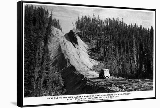 Alaska - View of New AK Highway as a Dirt Road-Lantern Press-Framed Stretched Canvas