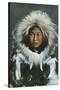 Alaska, View of Obleka, an Eskimo Native Girl in Costume-Lantern Press-Stretched Canvas