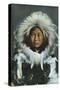 Alaska, View of Obleka, an Eskimo Native Girl in Costume-Lantern Press-Stretched Canvas