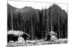 Alaska - View of Trapper's Cabin and Cache-Lantern Press-Mounted Premium Giclee Print
