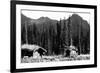 Alaska - View of Trapper's Cabin and Cache-Lantern Press-Framed Art Print