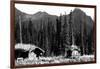 Alaska - View of Trapper's Cabin and Cache-Lantern Press-Framed Art Print