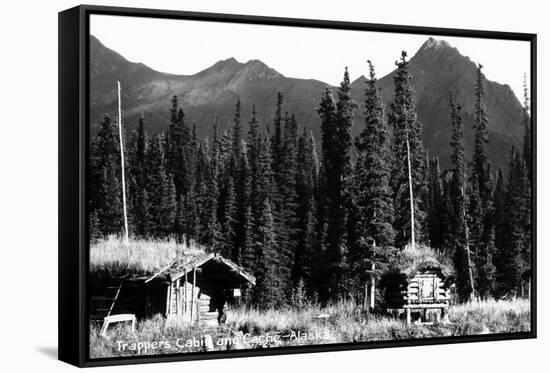 Alaska - View of Trapper's Cabin and Cache-Lantern Press-Framed Stretched Canvas