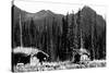 Alaska - View of Trapper's Cabin and Cache-Lantern Press-Stretched Canvas