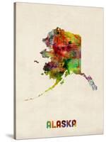 Alaska Watercolor Map-Michael Tompsett-Stretched Canvas