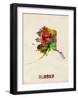 Alaska Watercolor Map-Michael Tompsett-Framed Art Print