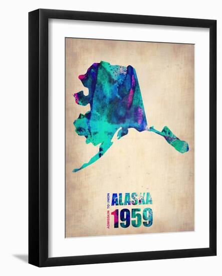 Alaska Watercolor Map-NaxArt-Framed Art Print