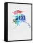 Alaska Watercolor Word Cloud-NaxArt-Framed Stretched Canvas