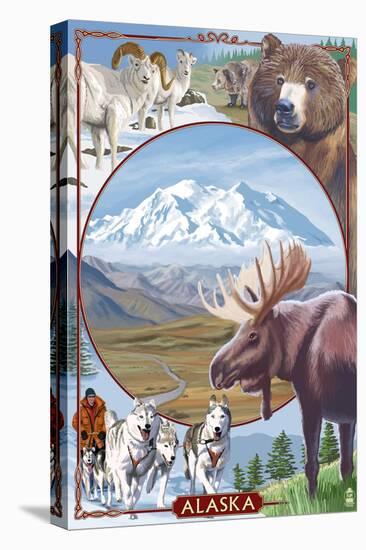 Alaska - Wildlife Montage Scenes-Lantern Press-Stretched Canvas