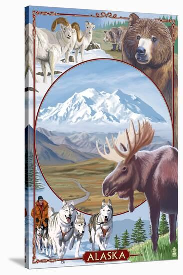 Alaska - Wildlife Montage Scenes-Lantern Press-Stretched Canvas