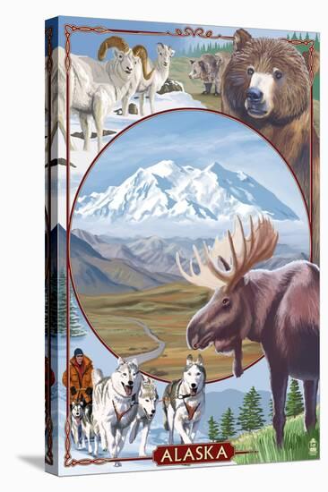 Alaska - Wildlife Montage Scenes-Lantern Press-Stretched Canvas