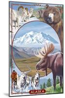 Alaska - Wildlife Montage Scenes-Lantern Press-Mounted Art Print