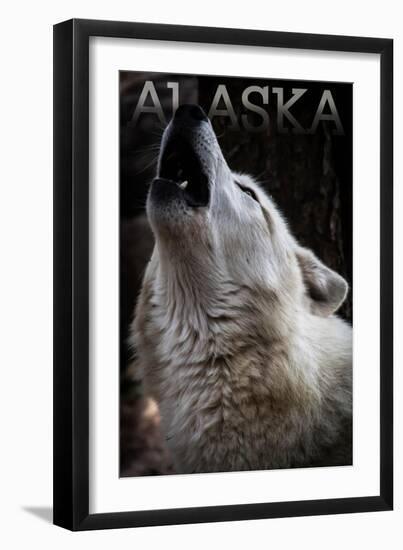 Alaska - Wolf Howling-Lantern Press-Framed Art Print