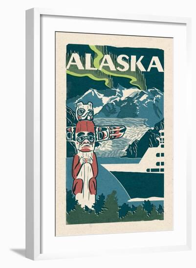 Alaska - Woodblock-Lantern Press-Framed Art Print