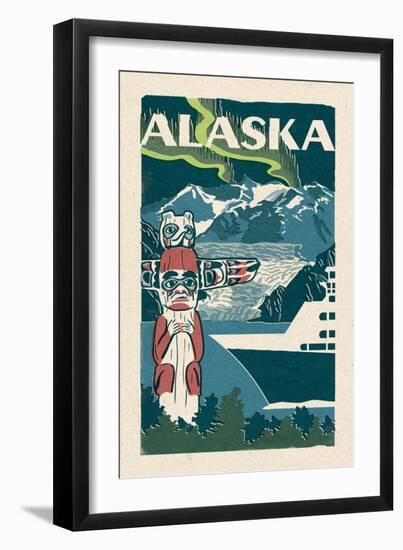 Alaska - Woodblock-Lantern Press-Framed Art Print