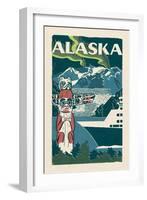 Alaska - Woodblock-Lantern Press-Framed Art Print