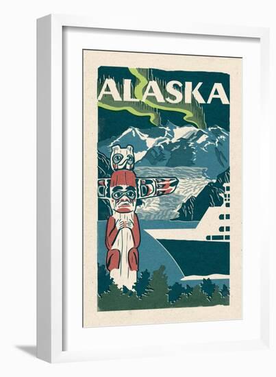 Alaska - Woodblock-Lantern Press-Framed Art Print