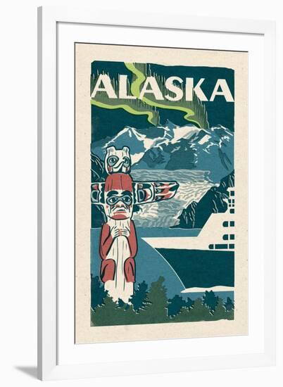 Alaska - Woodblock-Lantern Press-Framed Art Print