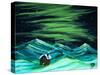 Alaskan Northern Lights Cabin Winter-Megan Aroon Duncanson-Stretched Canvas