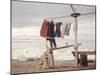 Alaskan Woman Hanging Her Laundry to Dry Along the Edge of an Ice Sheet-Ralph Crane-Mounted Photographic Print