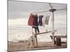 Alaskan Woman Hanging Her Laundry to Dry Along the Edge of an Ice Sheet-Ralph Crane-Mounted Photographic Print