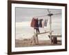 Alaskan Woman Hanging Her Laundry to Dry Along the Edge of an Ice Sheet-Ralph Crane-Framed Photographic Print