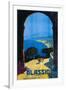 Alassio, Italy - West Italian Riviera Travel Poster - Alassio, Italy-Lantern Press-Framed Art Print