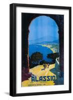 Alassio, Italy - West Italian Riviera Travel Poster - Alassio, Italy-Lantern Press-Framed Art Print