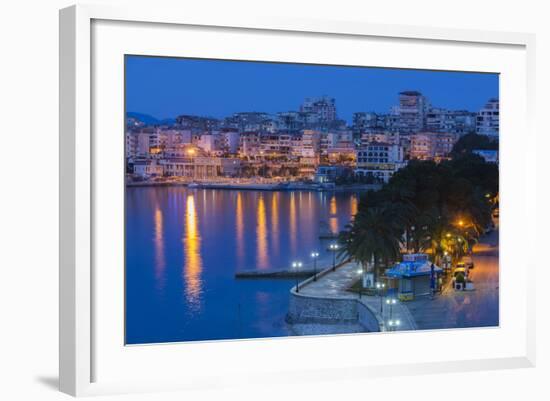 Albania, Albanian Riviera, Saranda, Hotels Along the Ionian Sea, Dawn-Walter Bibikow-Framed Photographic Print