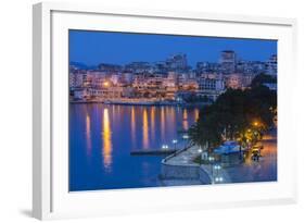 Albania, Albanian Riviera, Saranda, Hotels Along the Ionian Sea, Dawn-Walter Bibikow-Framed Photographic Print