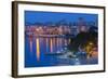 Albania, Albanian Riviera, Saranda, Hotels Along the Ionian Sea, Dawn-Walter Bibikow-Framed Photographic Print