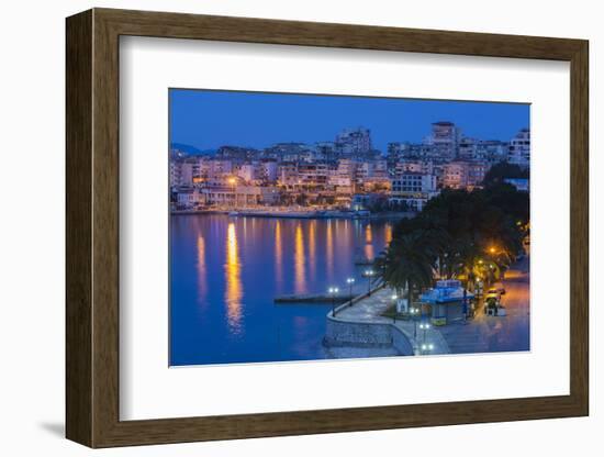 Albania, Albanian Riviera, Saranda, Hotels Along the Ionian Sea, Dawn-Walter Bibikow-Framed Photographic Print