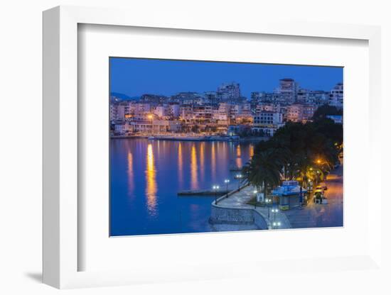 Albania, Albanian Riviera, Saranda, Hotels Along the Ionian Sea, Dawn-Walter Bibikow-Framed Photographic Print