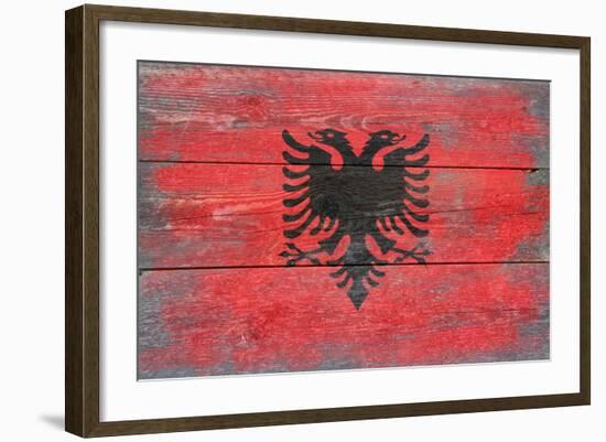 Albania Country Flag - Barnwood Painting-Lantern Press-Framed Art Print